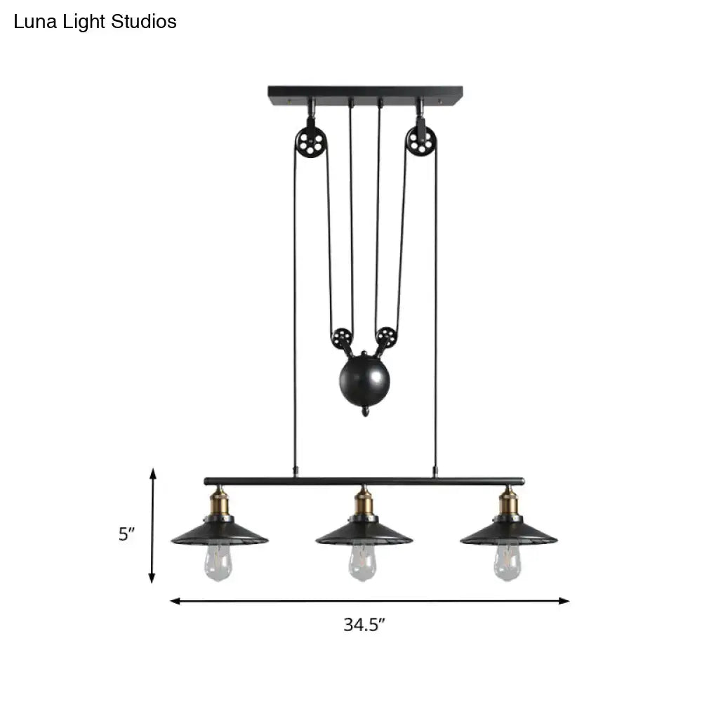 Industrial black metal saucer foyer island light kitchen ceiling light