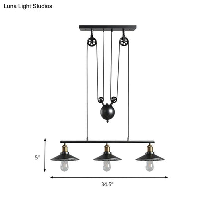 Industrial black metal saucer foyer island light kitchen ceiling light