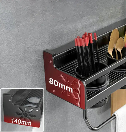 Industrial black metal two tier kitchen organizer wall spice storage rack