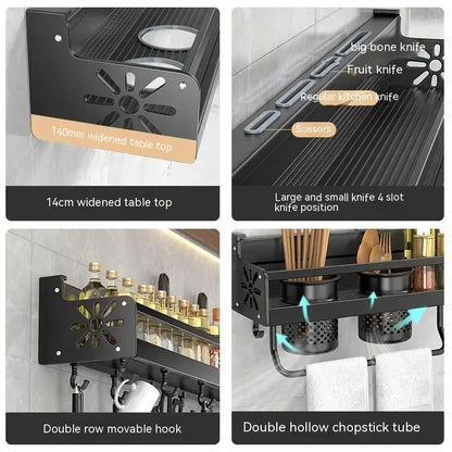 Industrial black metal two tier kitchen organizer wall spice storage rack
