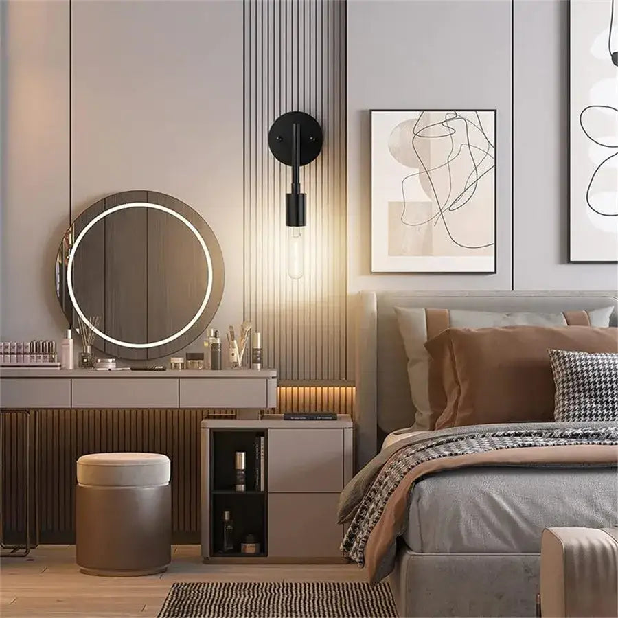 Industrial black metal wall lamp – bathroom mirror light