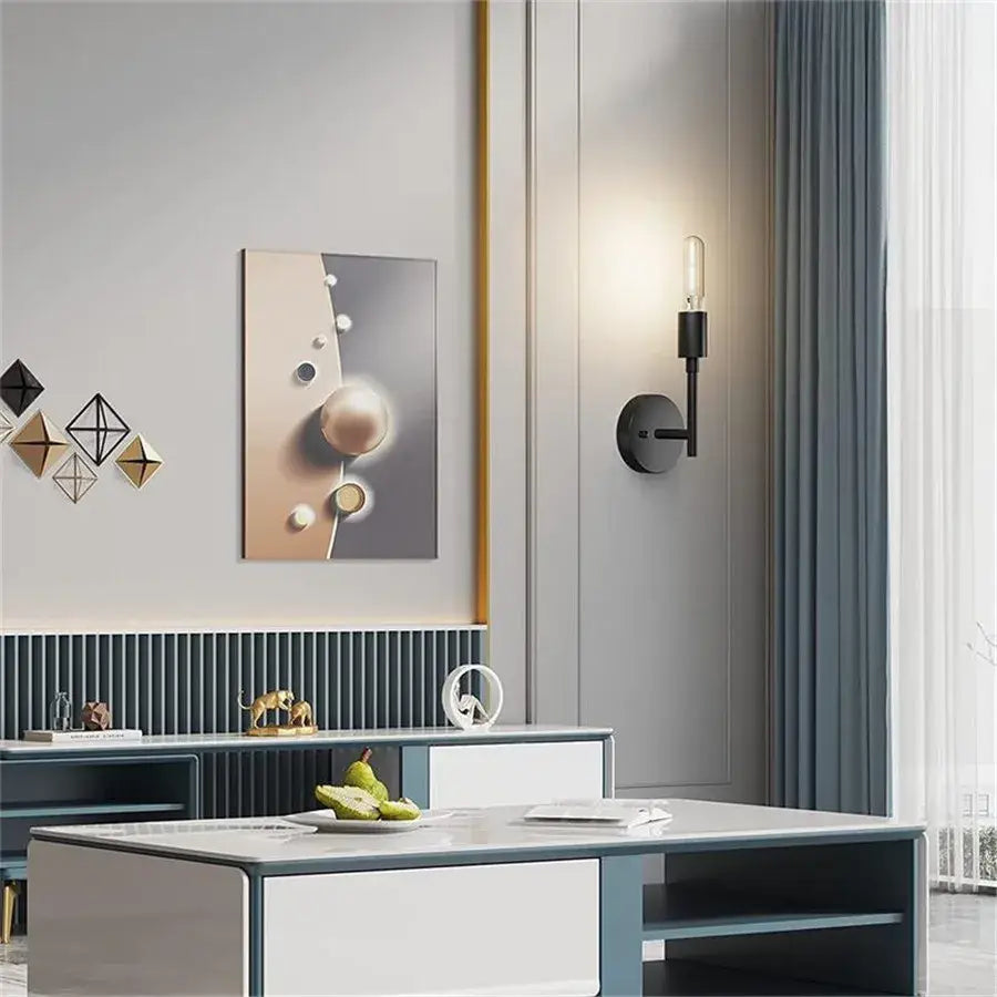 Industrial black metal wall lamp – bathroom mirror light
