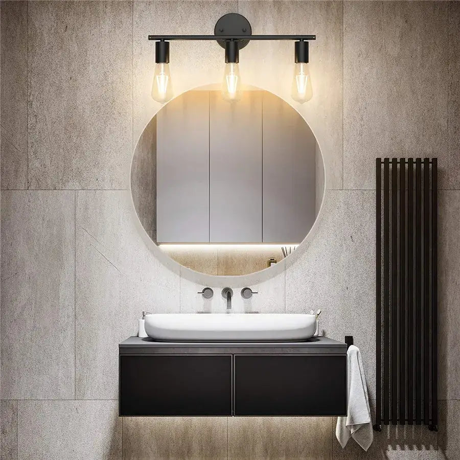 Industrial black metal wall lamp – bathroom mirror light