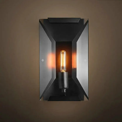 Industrial black metal wall mounted sconce light bedroom fixture