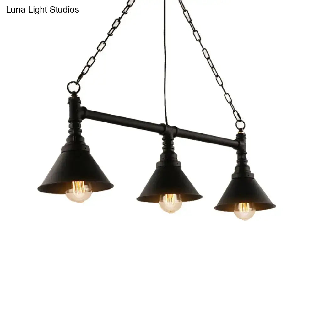Industrial black metallic island pendant lamp kitchen light fixture