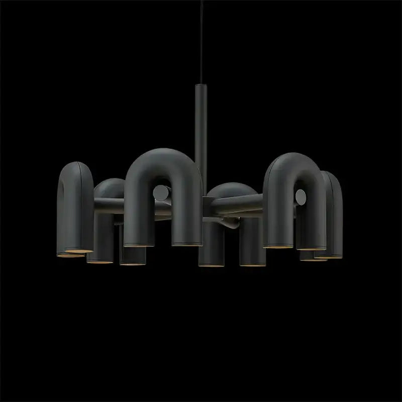 Industrial black minimalist led chandelier kitchen art decor