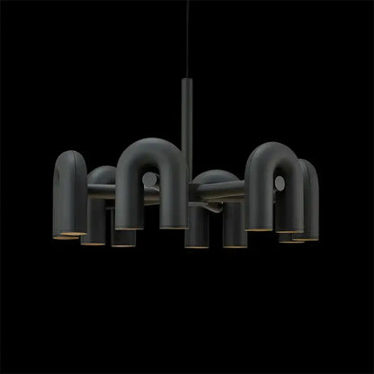 Industrial black minimalist led chandelier kitchen art decor