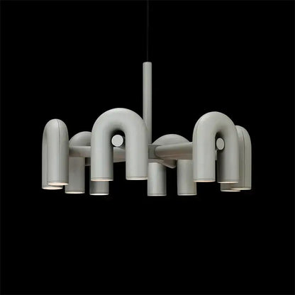 Industrial black minimalist led chandelier kitchen art decor