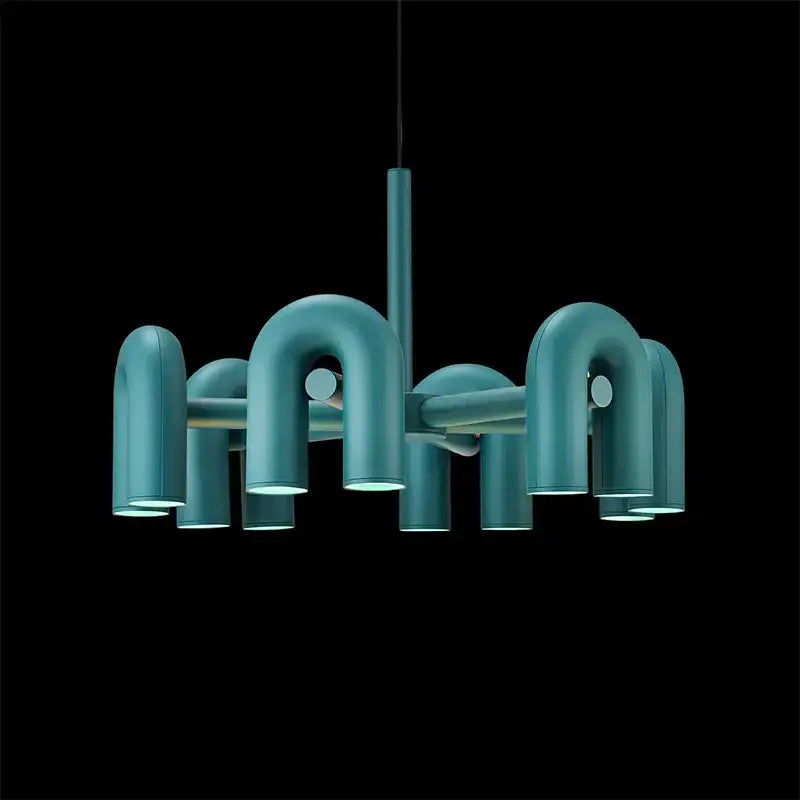 Industrial black minimalist led chandelier kitchen art decor