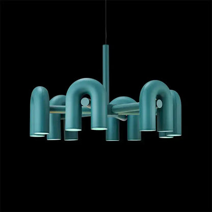 Industrial black minimalist led chandelier kitchen art decor