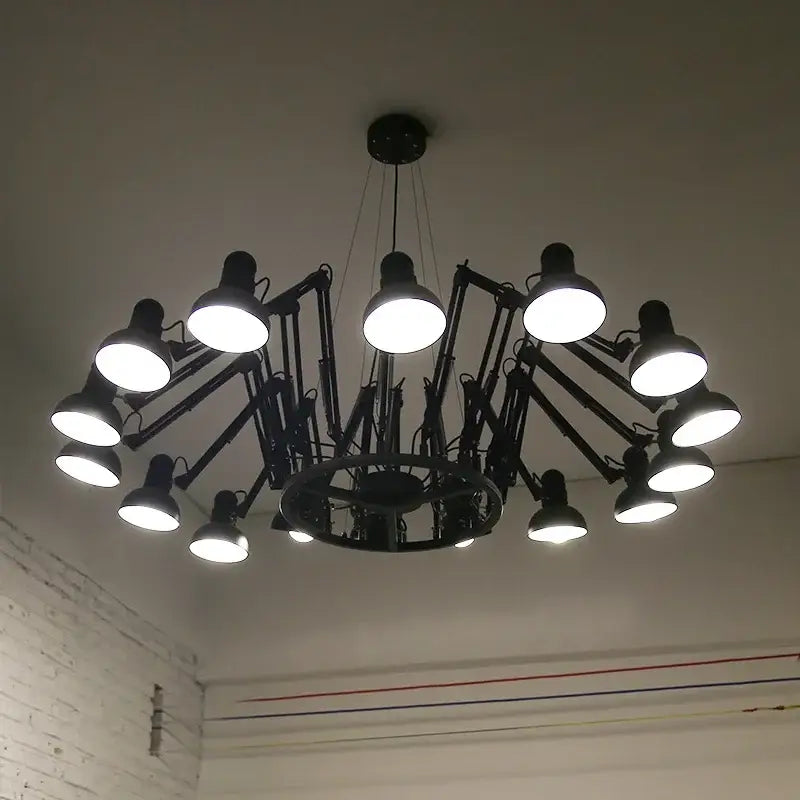 Industrial black multi arm pendant light living room chandelier