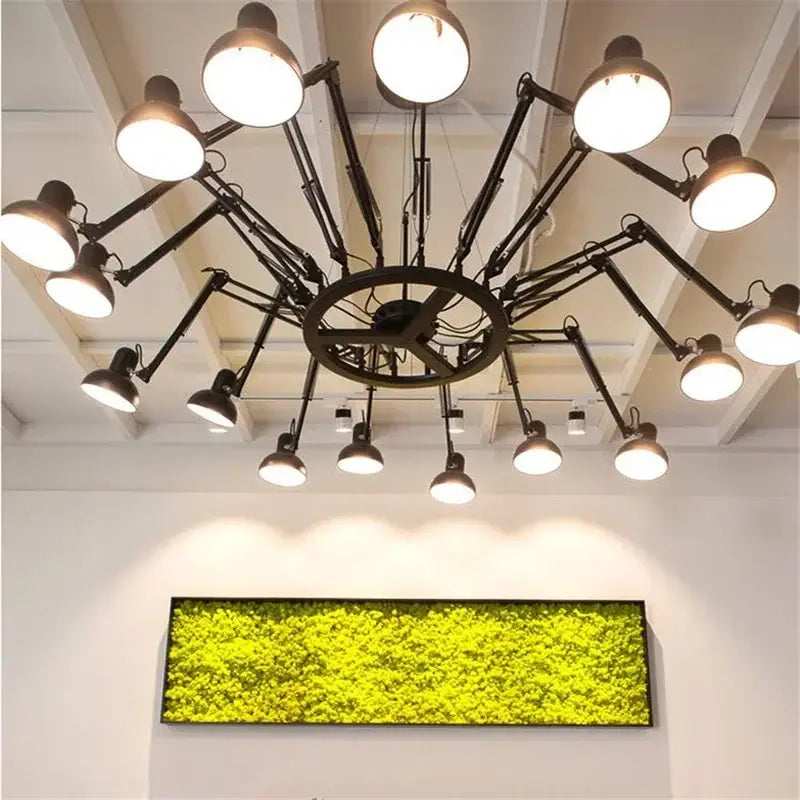 Industrial black multi arm pendant light living room chandelier