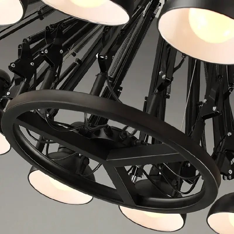 Industrial black multi arm pendant light living room chandelier