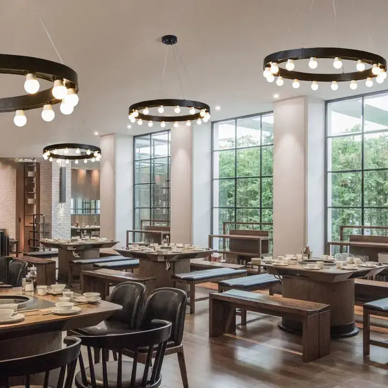 Industrial black multi tier pendant light for living room