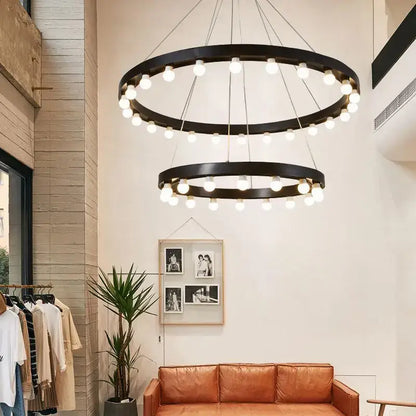 Industrial black multi tier pendant light for living room