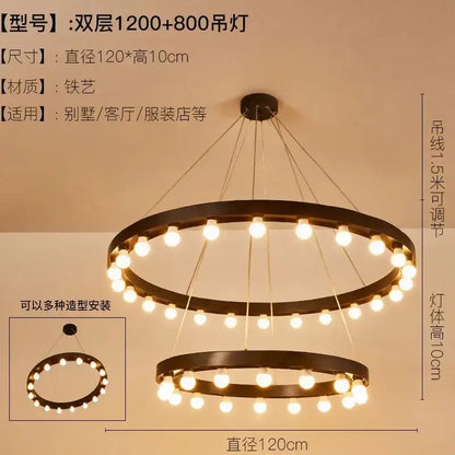 Industrial black multi tier pendant light for living room