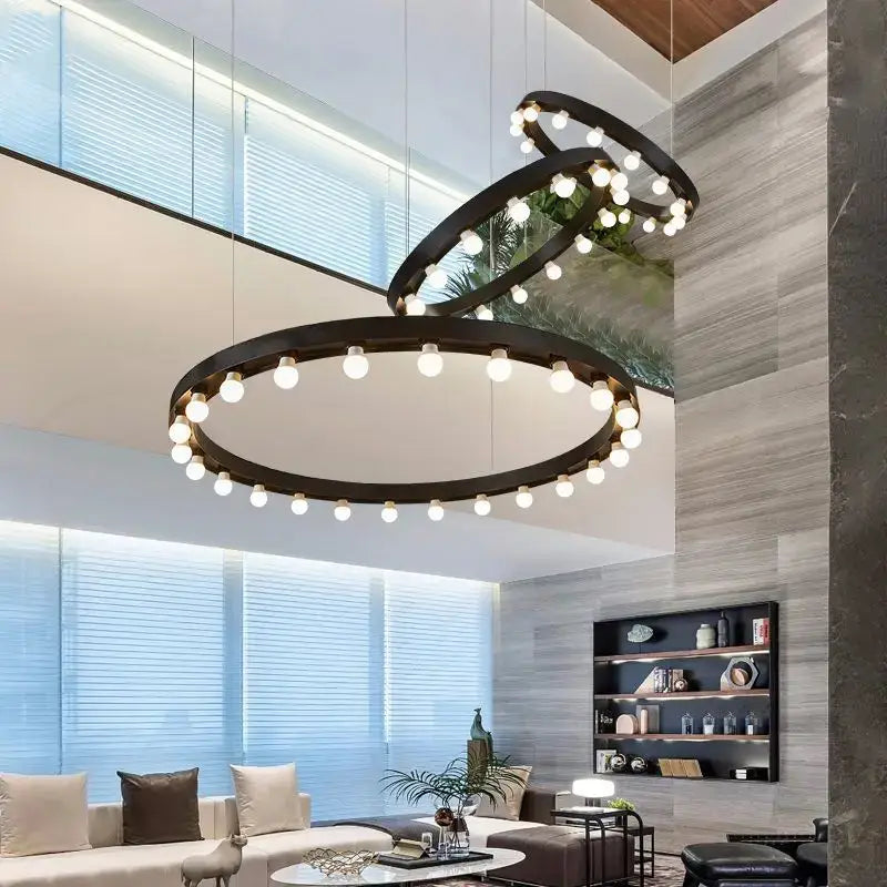 Industrial black multi tier pendant light for living room