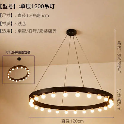 Industrial black multi tier pendant light for living room