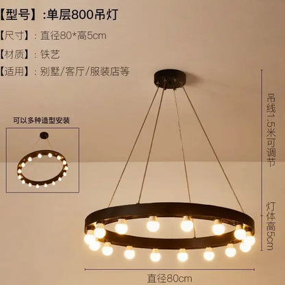 Industrial black multi tier pendant light for living room