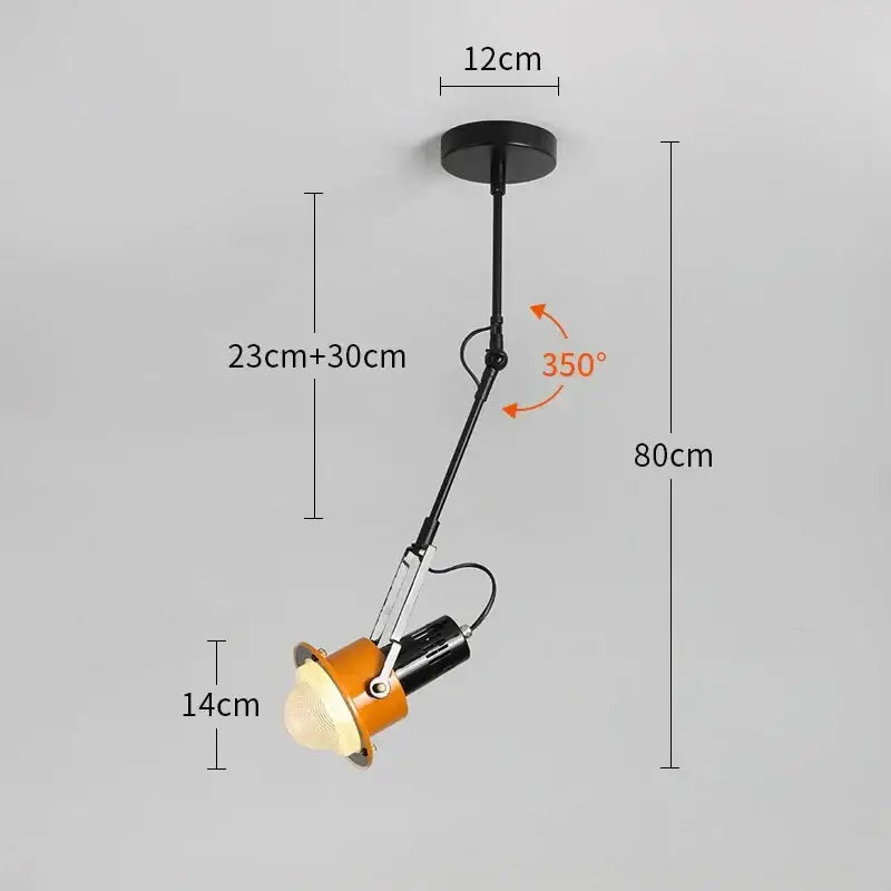 Industrial black & orange swing arm wall lamp bedroom light