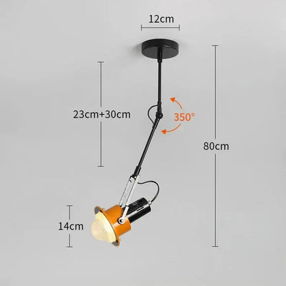 Industrial black & orange swing arm wall lamp bedroom light