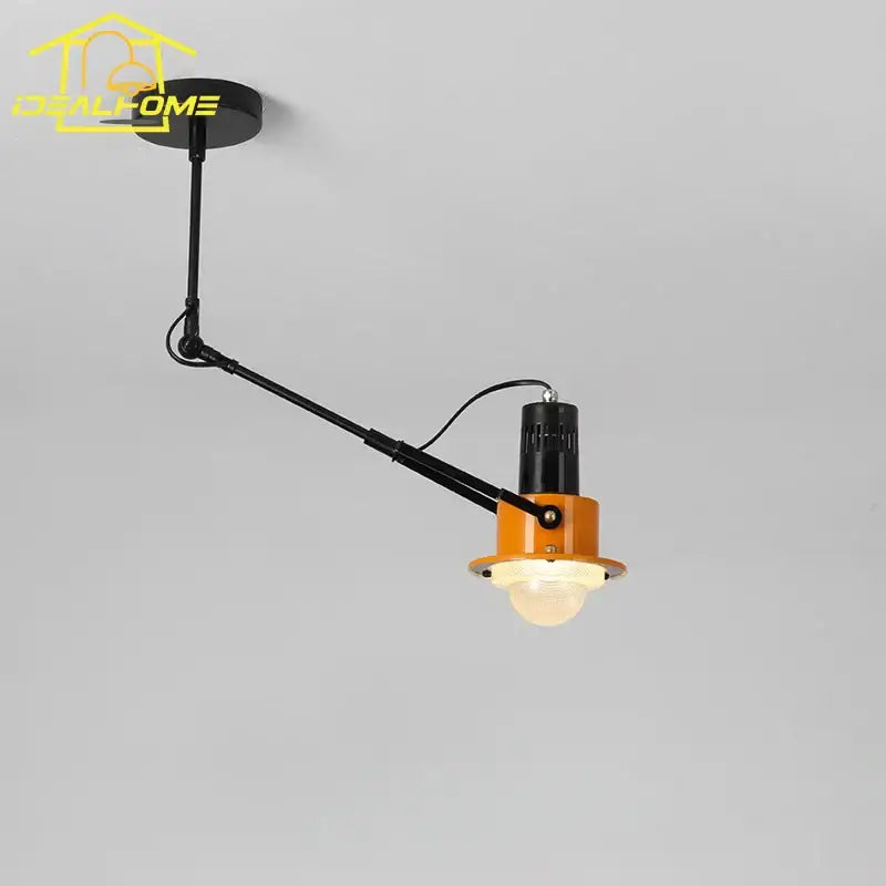Industrial black & orange swing arm wall lamp bedroom light