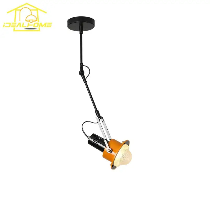 Industrial black & orange swing arm wall lamp bedroom light