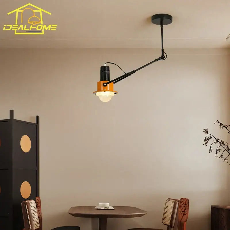 Industrial black & orange swing arm wall lamp bedroom light