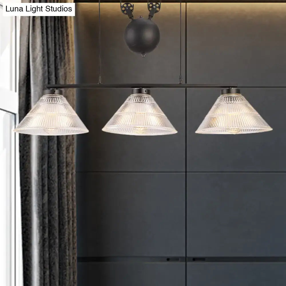 Industrial black prismatic glass island lamp kitchen pendant light