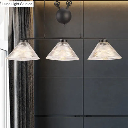 Industrial black prismatic glass island lamp kitchen pendant light