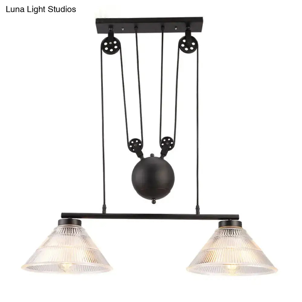 Industrial black prismatic glass island lamp kitchen pendant light