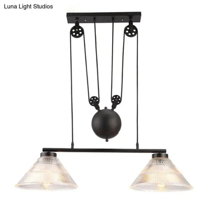 Industrial black prismatic glass island lamp kitchen pendant light