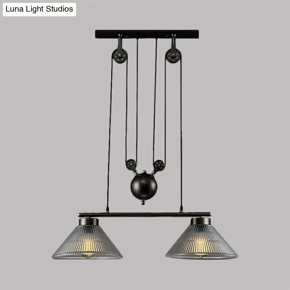 Industrial black prismatic glass island lamp kitchen pendant light
