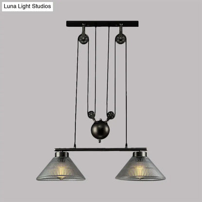 Industrial black prismatic glass island lamp kitchen pendant light
