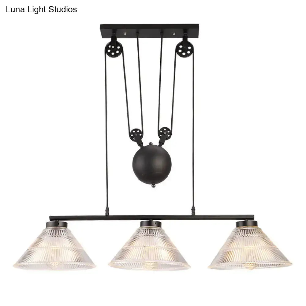 Industrial black prismatic glass island lamp kitchen pendant light