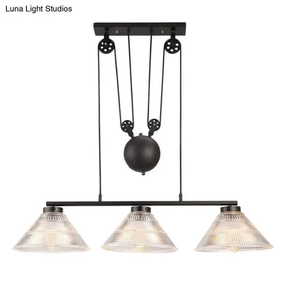 Industrial black prismatic glass island lamp kitchen pendant light