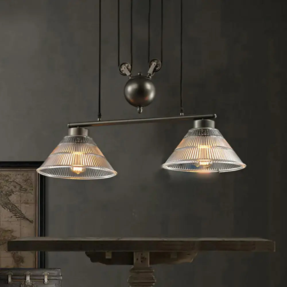 Industrial black prismatic glass island lamp kitchen pendant light