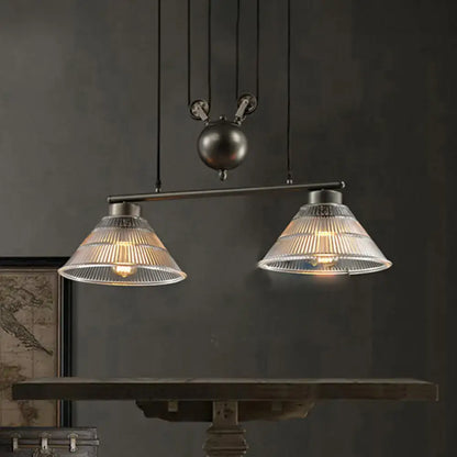 Industrial black prismatic glass island lamp kitchen pendant light