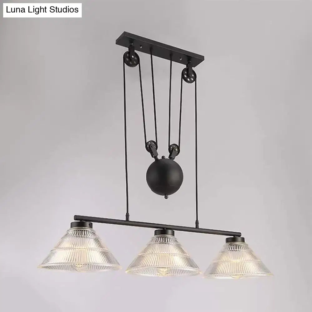 Industrial black prismatic glass island lamp kitchen pendant light