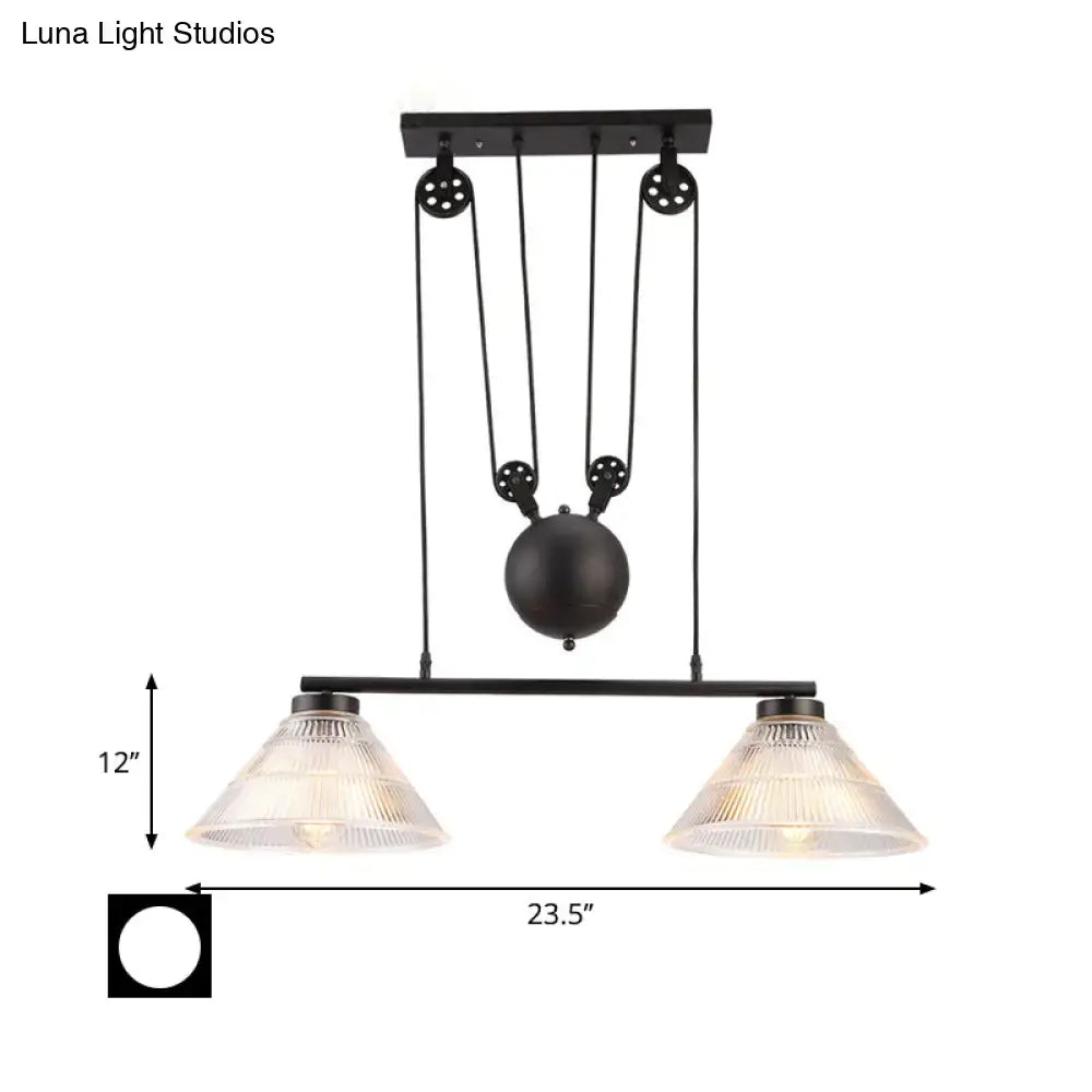 Industrial black prismatic glass island lamp kitchen pendant light