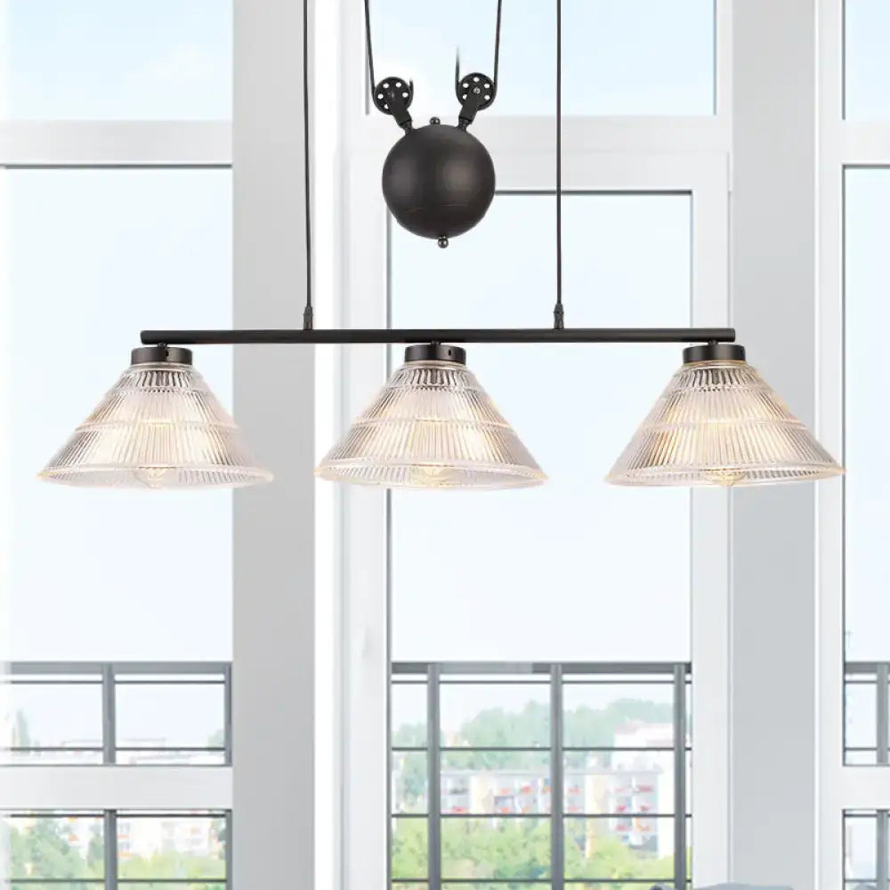 Industrial black prismatic glass island lamp kitchen pendant light