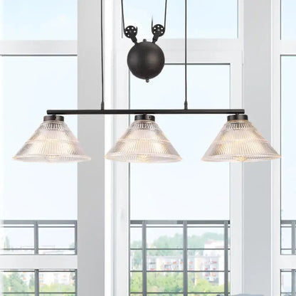 Industrial black prismatic glass island lamp kitchen pendant light