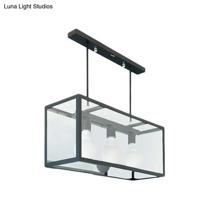 Industrial black rectangle pendant light kitchen island glass decor