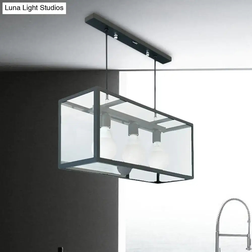 Industrial black rectangle pendant light kitchen island glass decor