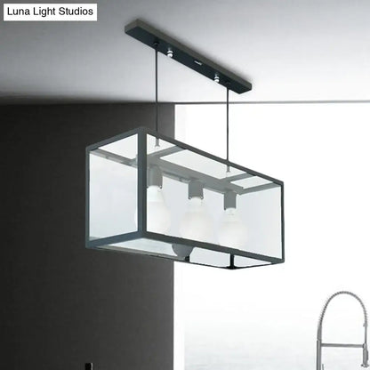 Industrial black rectangle pendant light kitchen island glass decor