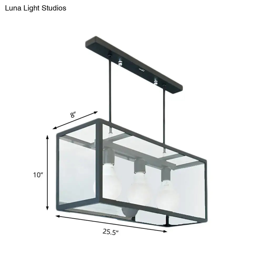 Industrial black rectangle pendant light kitchen island glass decor