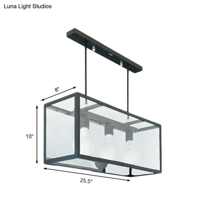 Industrial black rectangle pendant light kitchen island glass decor