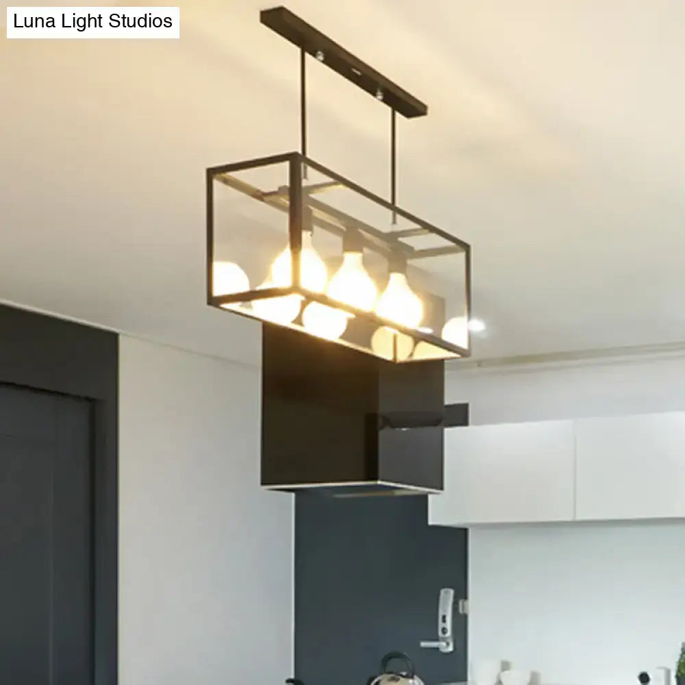 Industrial black rectangle pendant light kitchen island glass decor