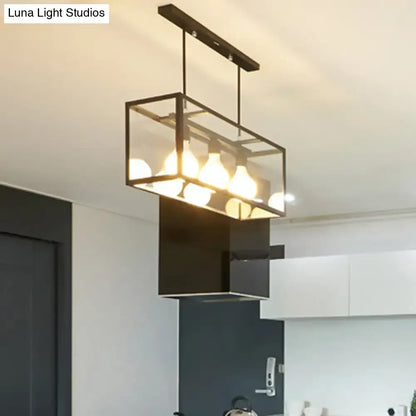 Industrial black rectangle pendant light kitchen island glass decor