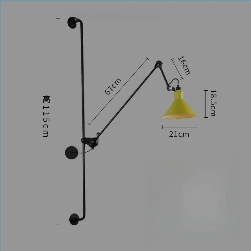 Industrial black & red adjustable rotating led wall lamp bedroom